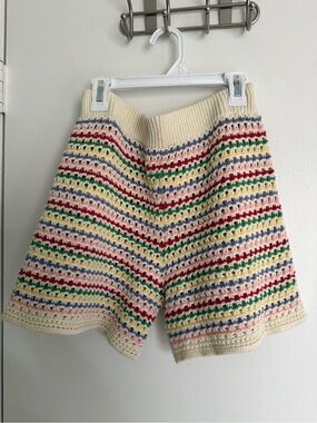 NWT Zara Multi-Striped Crochet Shorts